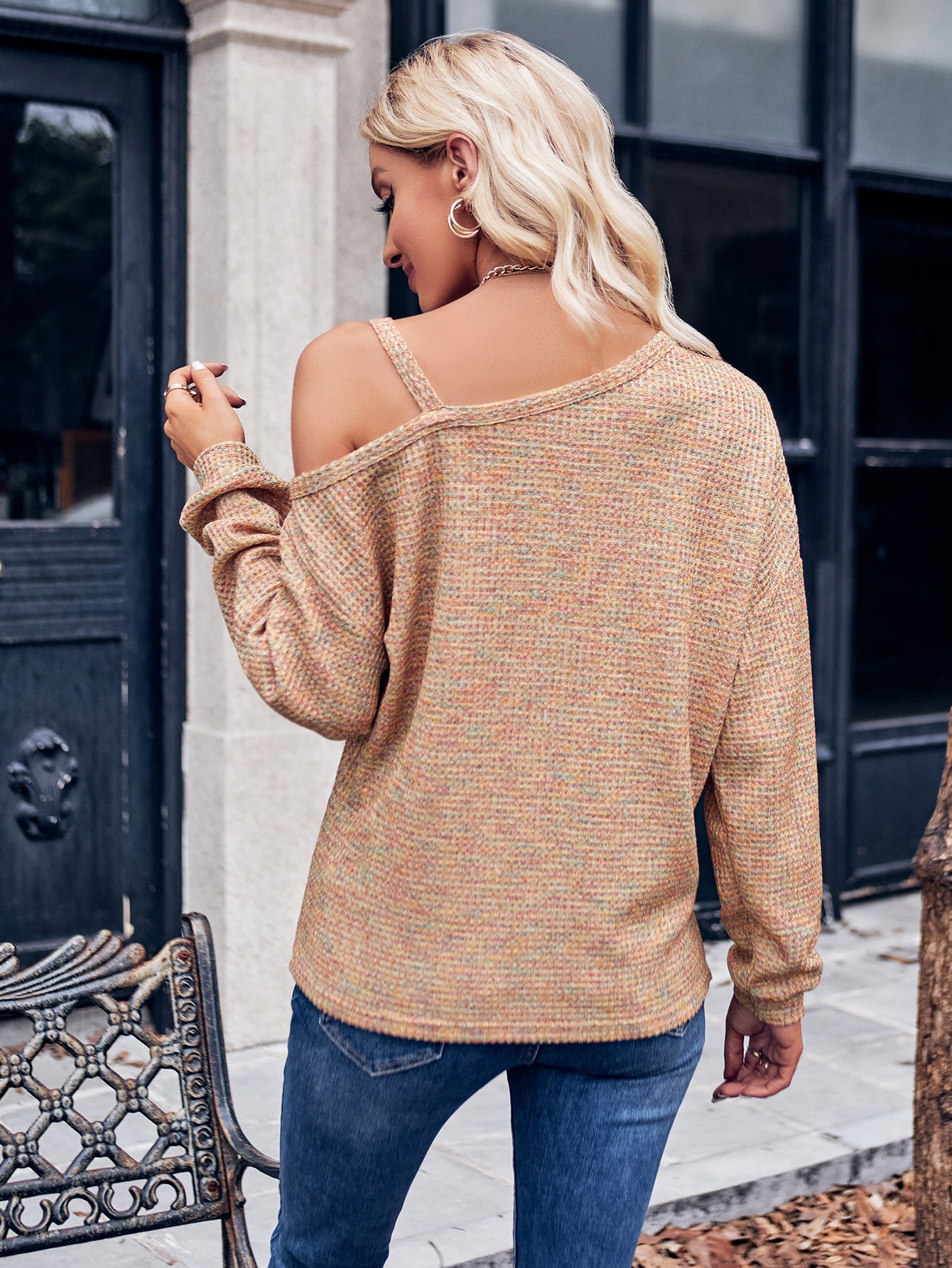 Dropped Shoulder Long Sleeve Knit Top