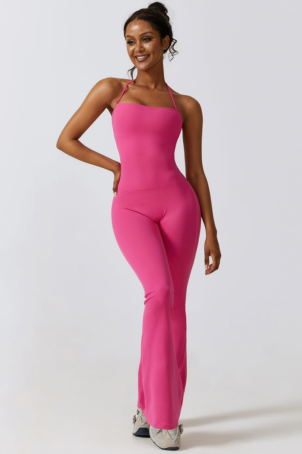 Halter Neck Flare Sport Jumpsuit