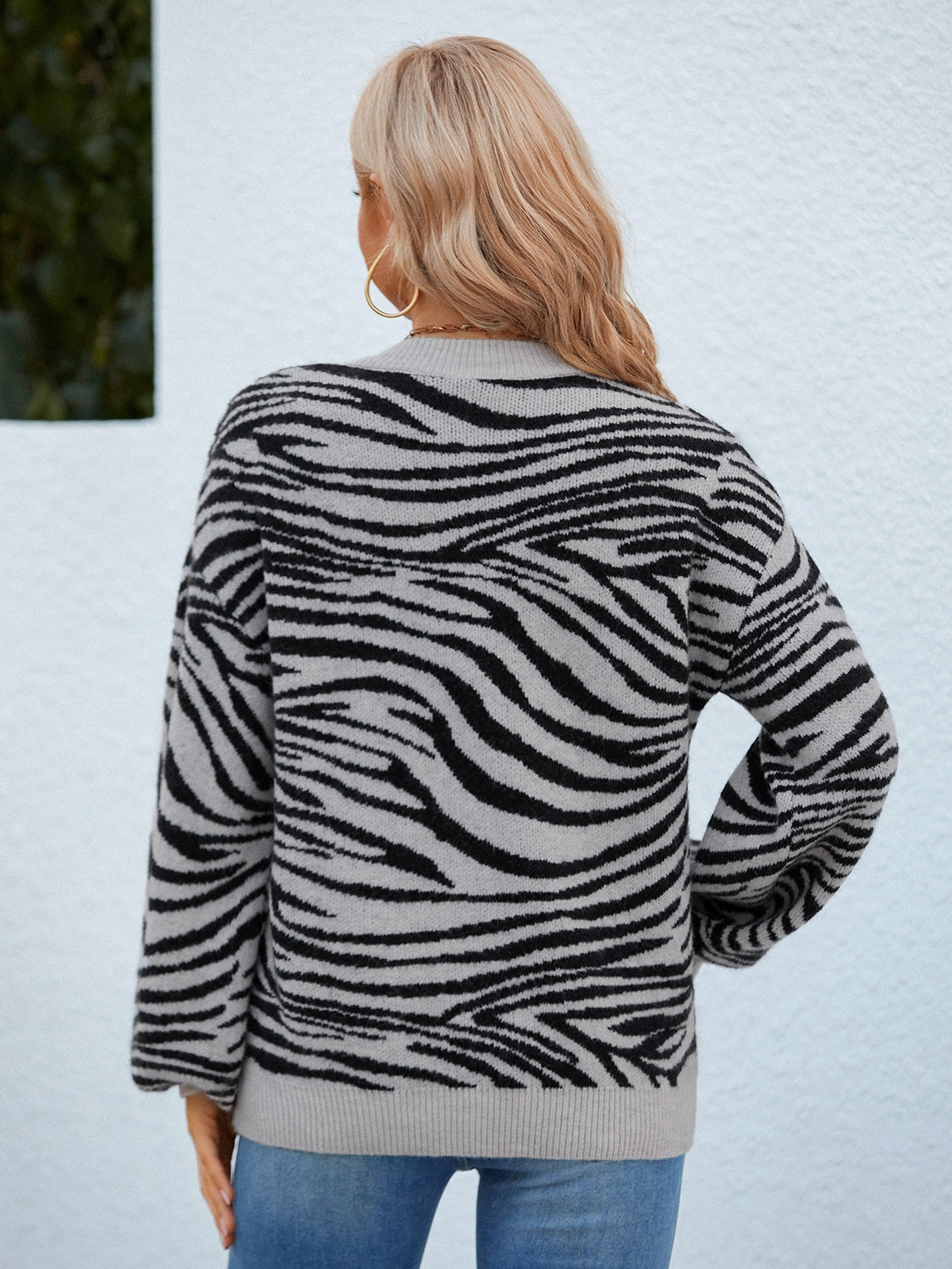 Animal Print Round Neck Sweater